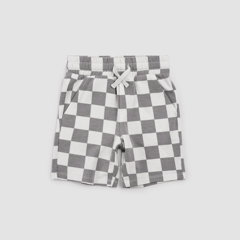Knit Shorts | Light Grey Check | Miles the Label