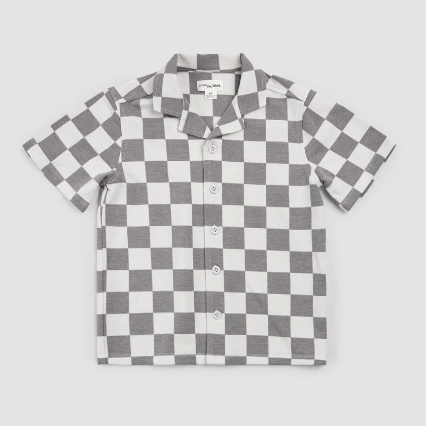 Knit Shirt | Light Grey Check | Miles the Label