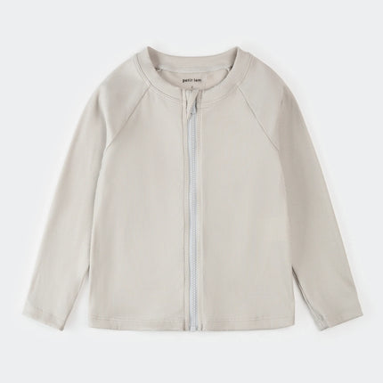 Ribbed Full Zip Rashguard | Light Grey | Petit Lem