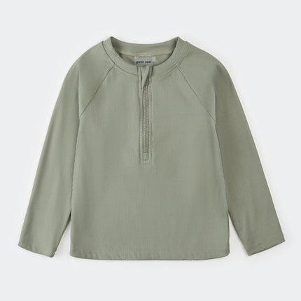 Ribbed Half Zip Rashguard | Green | Petit Lem
