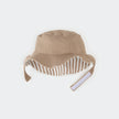 Reversible Sun Hat | Taupe Stripe Seersucker  | Petit Lem