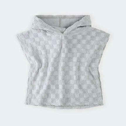 Beach Poncho | Faded Blue Checkerboard | Petit Lem