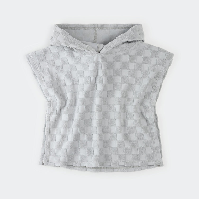 Beach Poncho | Faded Blue Checkerboard | Petit Lem