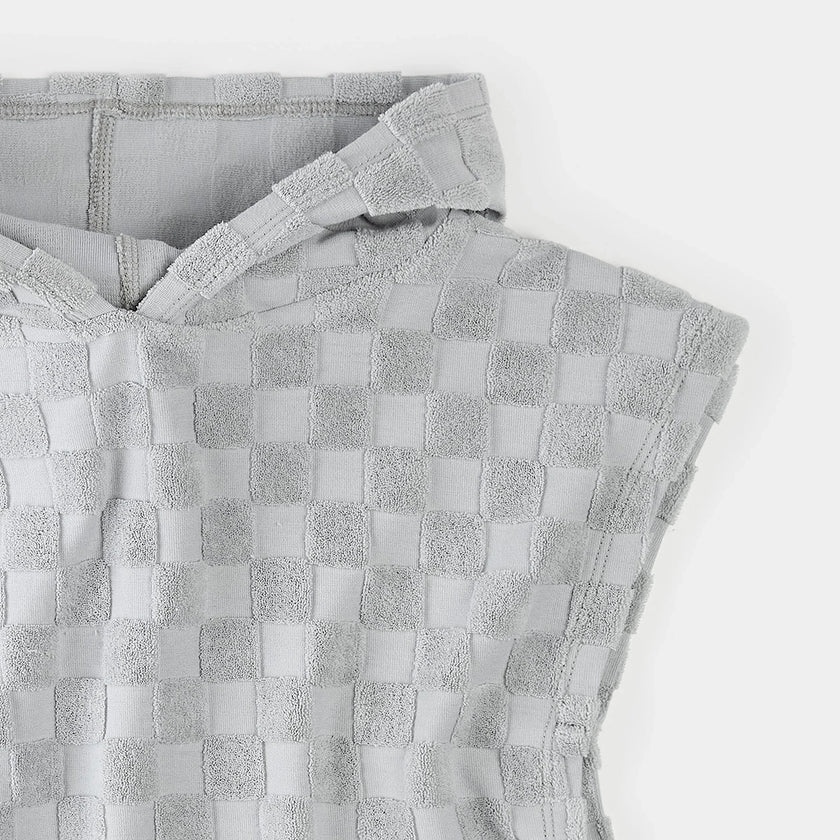 Beach Poncho | Faded Blue Checkerboard | Petit Lem