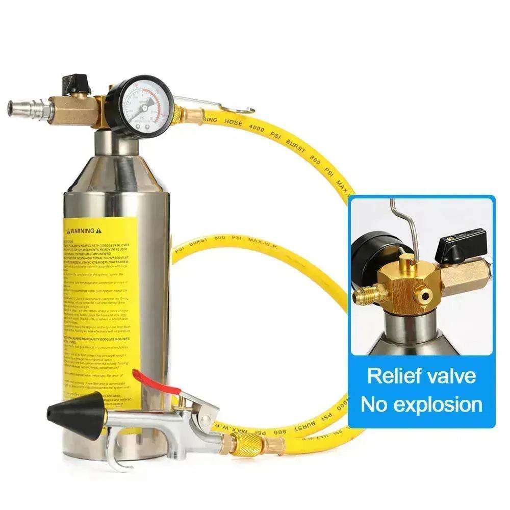 Automotive Air Conditioner System Flush Canister Gun Kit Pipe Maintenance Bottle