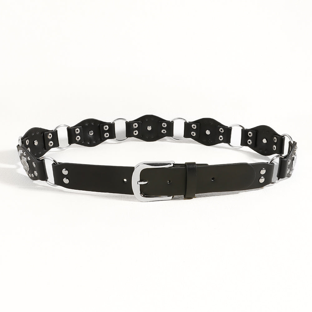 Vintage Riveted Punk Belt – Alloy & PU Unisex Fashion Belt in 110cm & 120cm (12 Styles)