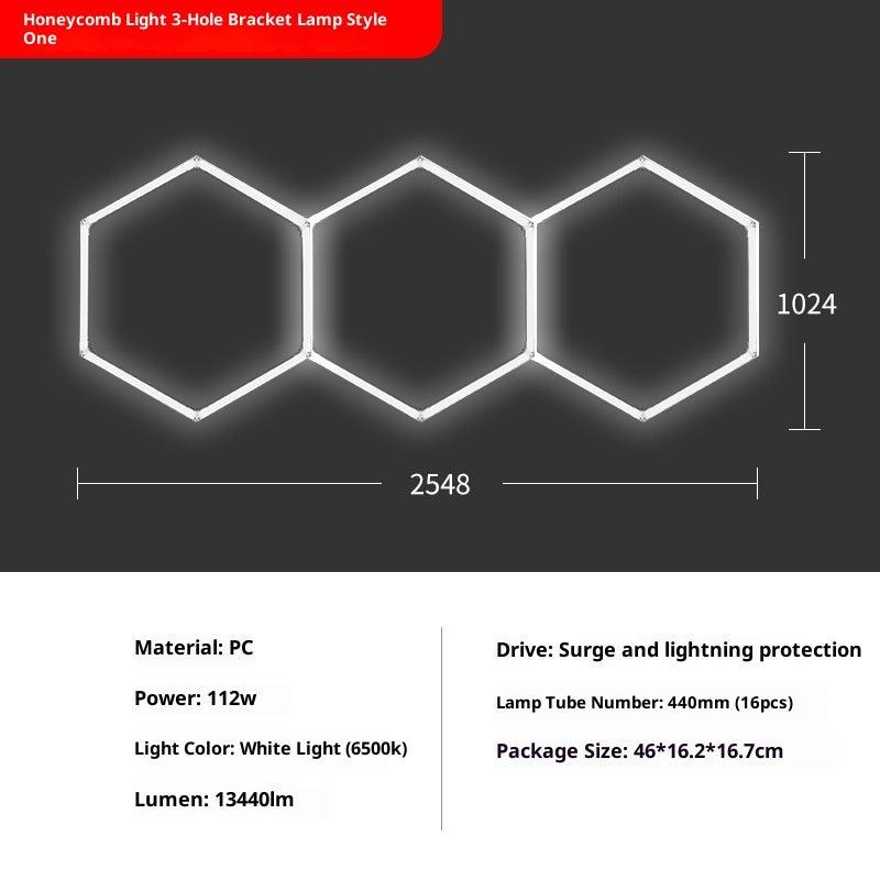 Honeycomb Hexagonal Garage Light 110V, Bracket Mount, Single to Penta Hole Configurations
