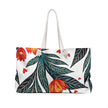 Red Tulip Floral Weekender Bag | Botanical Leaves & Heart Accents | Large Tote Bag for Moms & Travel