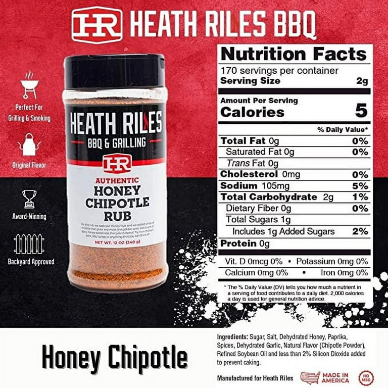 Heath Riles Honey Chipotle BBQ Rub 12 oz