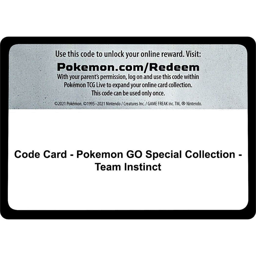 Code Card - Pokemon GO Special Collection - Team Instinct (PGO)