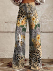 Graphic Printed Pants for Women – Stretch Denim Look Casual Trousers