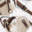 Women's bag hand-woven contrast color bucket straw bag cylinder handbag diagonal shoulder beach bag