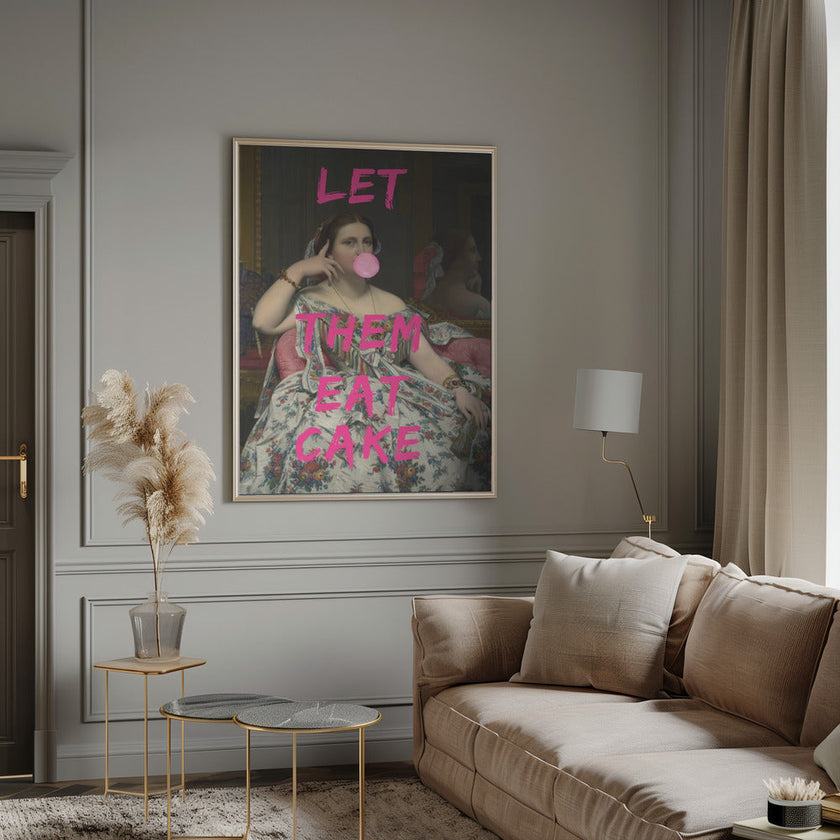 Wall art Let Them Eat Cake, Bubble Gum Vintage Portrait