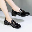 Women's Metal Buckle Chunky Heel Loafers for Smart Casual and Office Wear