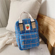 Fashion Mini Cartoon Plaid Children's Backpack – Cute Strawberry Canvas Bag for Kids