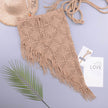 European And American Women's See Through Hollow Knitted tassel fringe Slant Beach Skirt