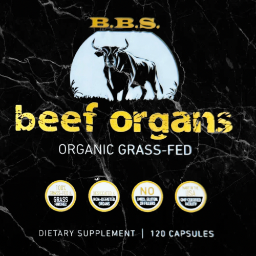 Gélules d'organes de bœuf nourri à l'herbe