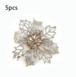 Glitter Artifical Christmas Flowers Christmas Tree Decorations For Home Fake Flowers Xmas Ornaments New Year Decor