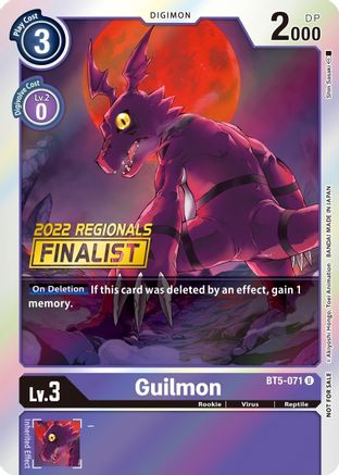 Guilmon (2022 Championship Offline Regional) [Online Finalist] (BT5-071) - Battle of Omni Foil