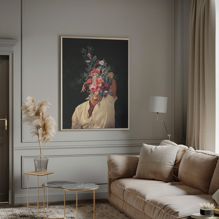 Art mural : Des roses éclosent chaque fois que je pense à toi.