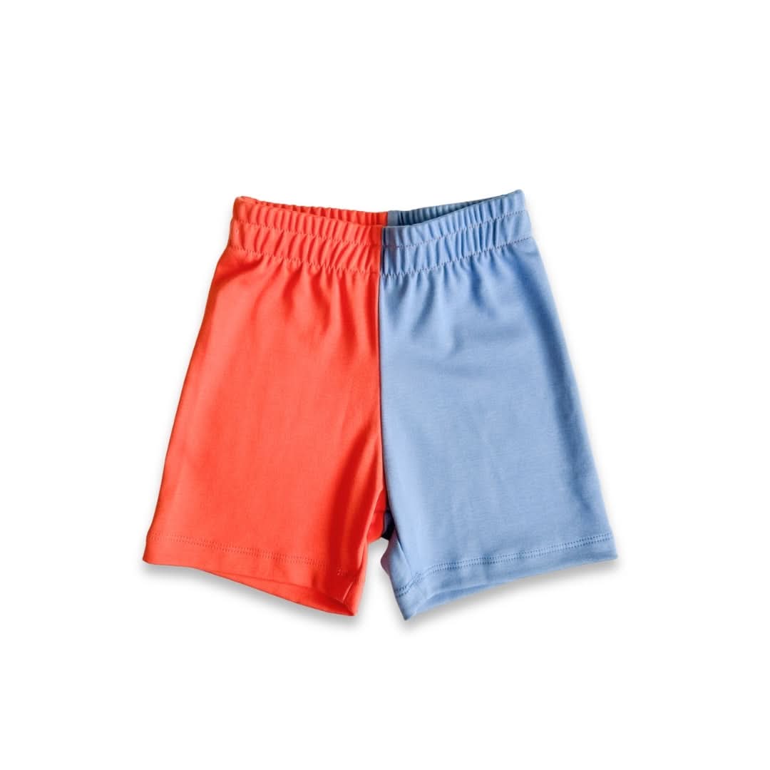 Kids' Bamboo Play Shorts | Tangerine Crush And Tidal Blue