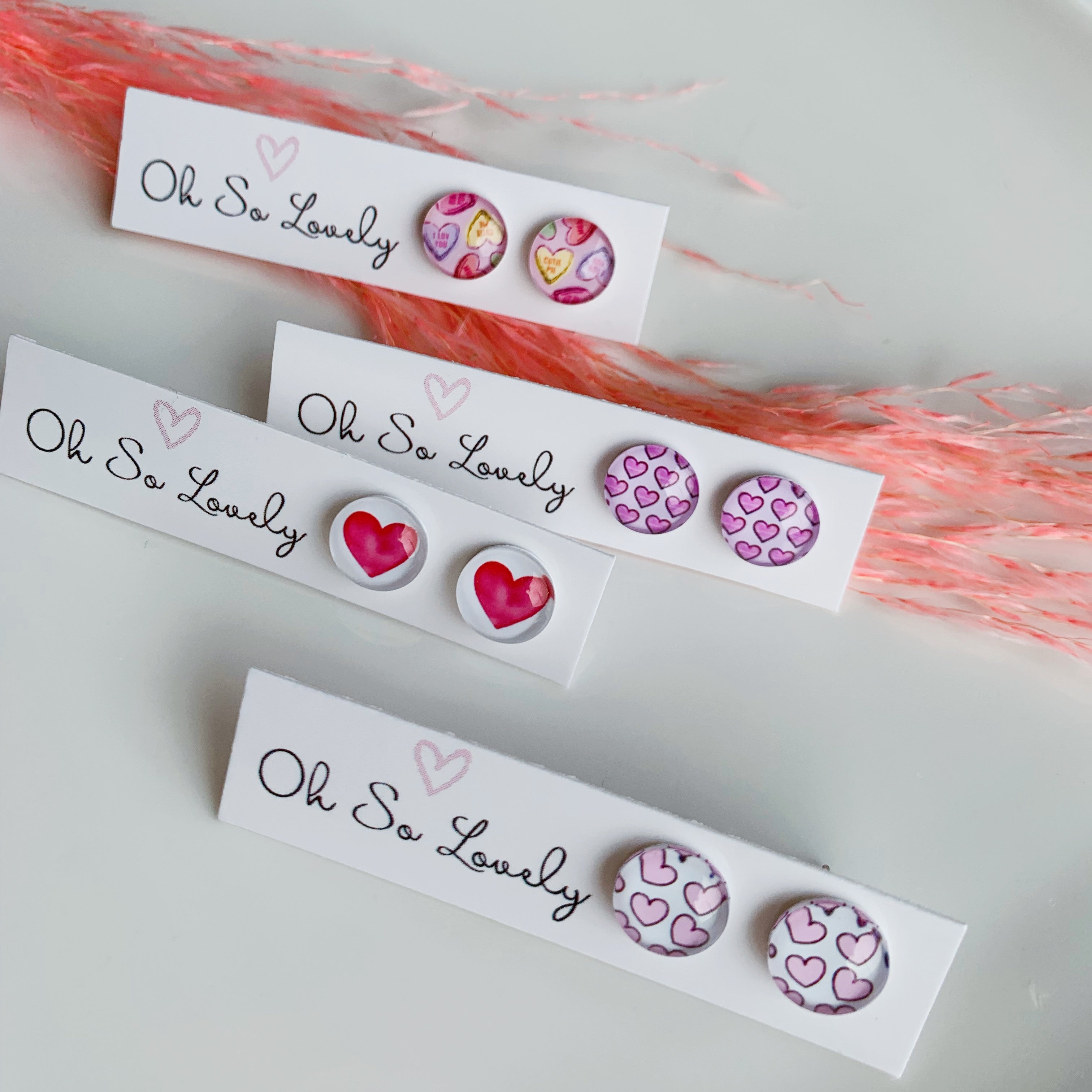 Purple Hearts Stud Earrings