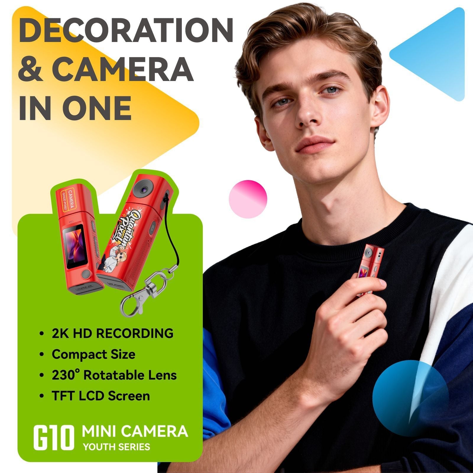 Mini HD Digital Camera CCD20, Thumb-Sized Compact Camera for Photography in 6 Colors