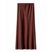 High Quality Satin Silk High Waist Drawstring Lace-up Solid Women Satin Midi Skirt