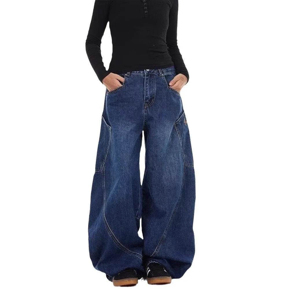 Unisex Baggy Jeans – Y2K Streetwear Wide Leg Denim Pant with Large Pockets S–3XL