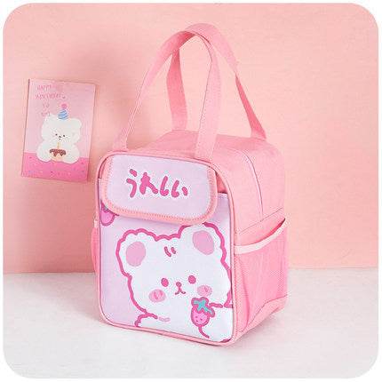 Portable Insulated Kitty Cartoon Preschool Lunch Bag for Kids