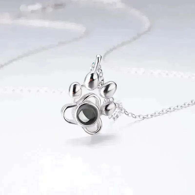 Cute Animal Dog Paw Personalized Custom Projection Necklace