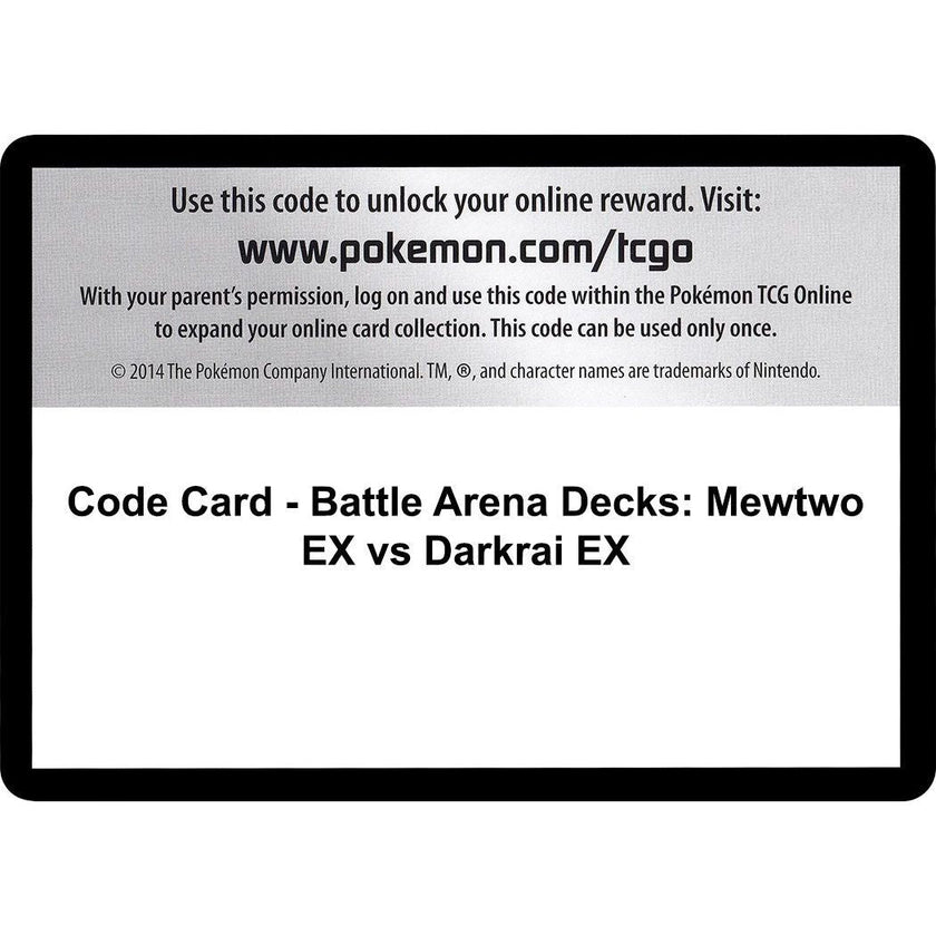 Code Card - Battle Arena Decks: Mewtwo EX vs Darkrai EX (AOR)