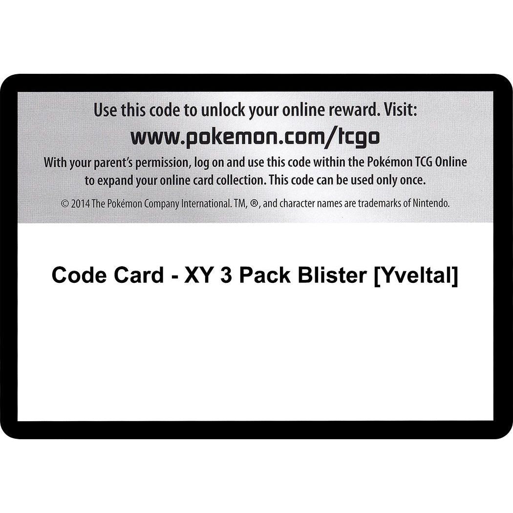 Code Card - XY 3 Pack Blister [Yveltal] (BKT)