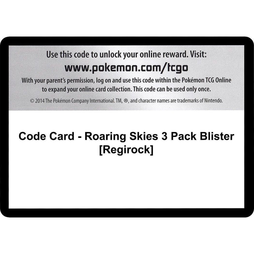 Code Card - Roaring Skies 3 Pack Blister [Regirock] (ROS)