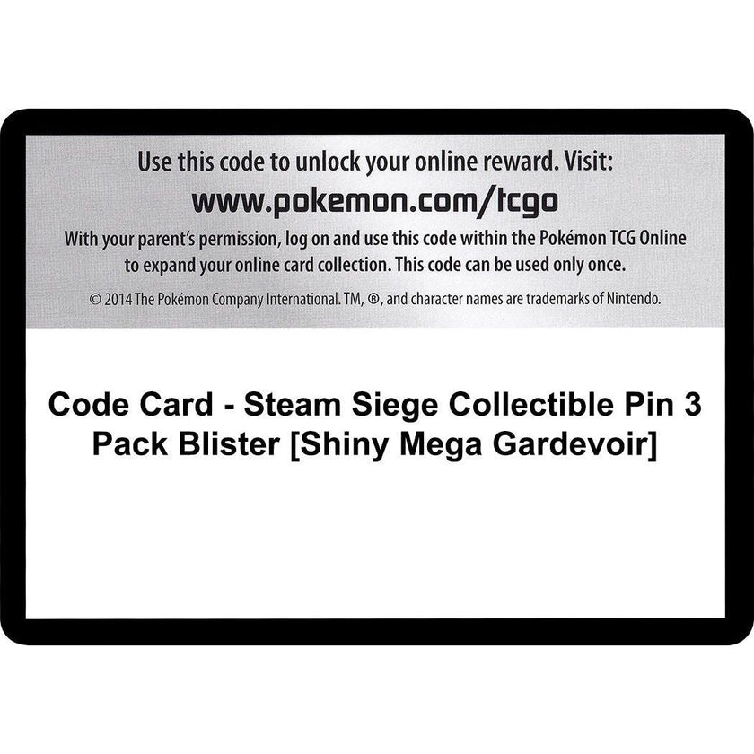 Code Card - Steam Siege Collectible Pin 3 Pack Blister [Shiny Mega Gardevoir] (STS)