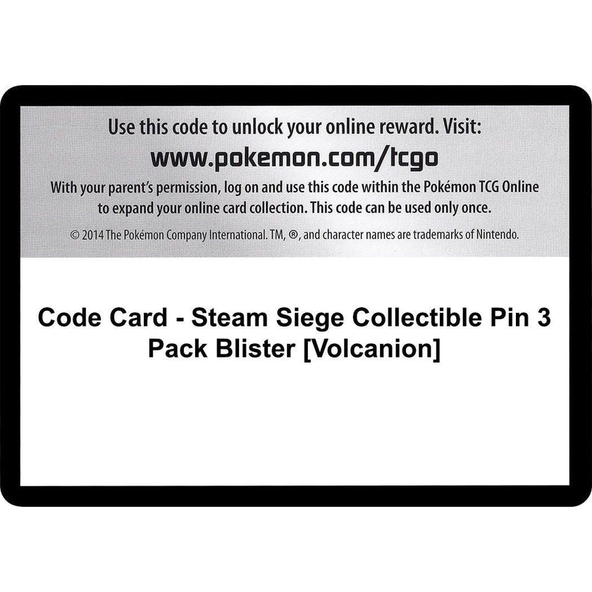 Code Card - Steam Siege Collectible Pin 3 Pack Blister [Volcanion] (STS)