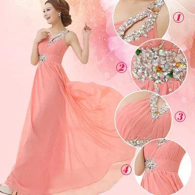 Evening dress one-shoulder dinner banquet long banquet