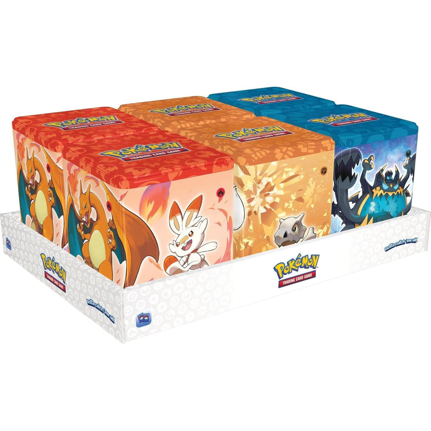 Pokemon Stacking Tins: Fighting-Fire-Darkness Display