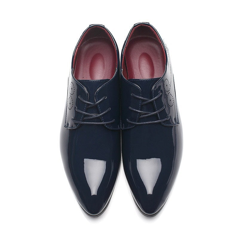 Men's Slip-On Business Casual Leather Dress Shoes – Black, Blue & Red | Canada & USA