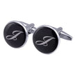 Men's Black Round Enamel Initial Letter Cufflinks – Brass & Crystal Formal Cufflinks A–Y | Canada & USA