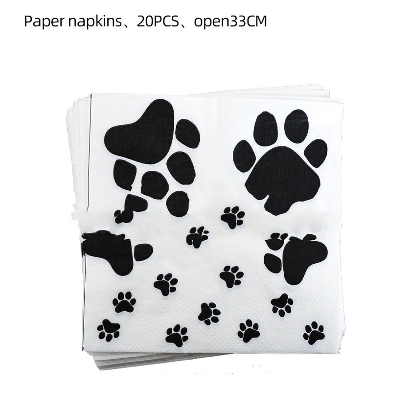 Dog Paw Birthday Party Tableware Set – Pet Birthday Plates, Cups & Decoration Kit