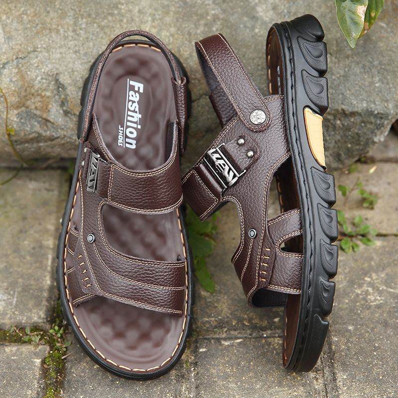 Men's Non-slip Casual First Layer Cowhide Sandal Slippers