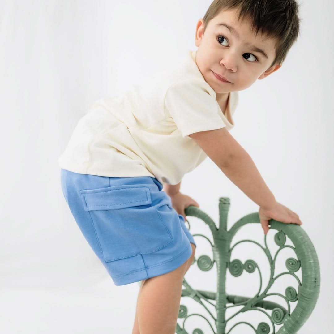 Kids' Bamboo Cargo Shorts | Tidal Blue