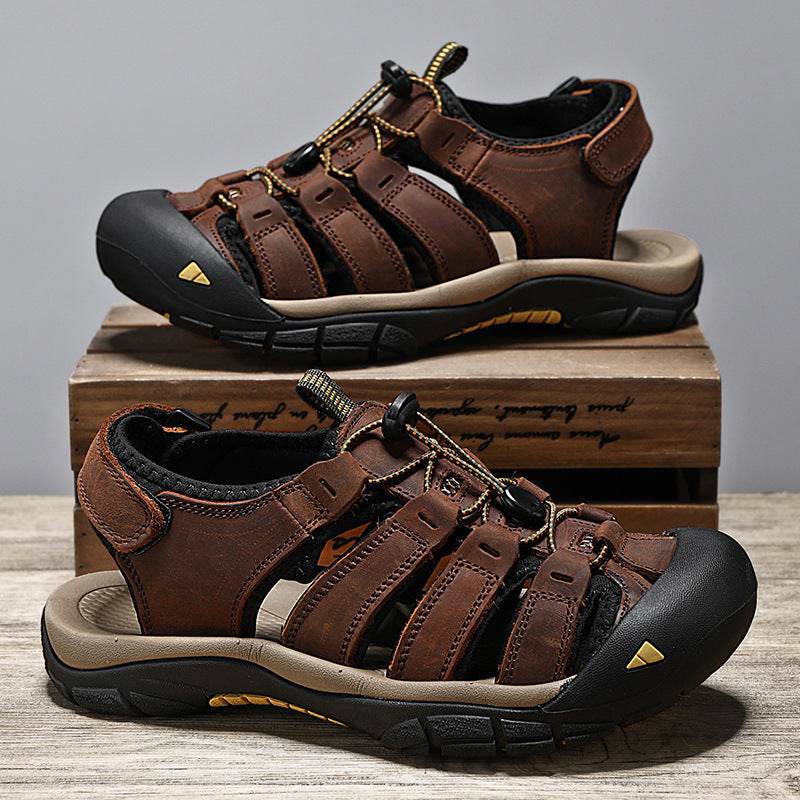Top Layer Leather Plus Size Men's Beach Sandals
