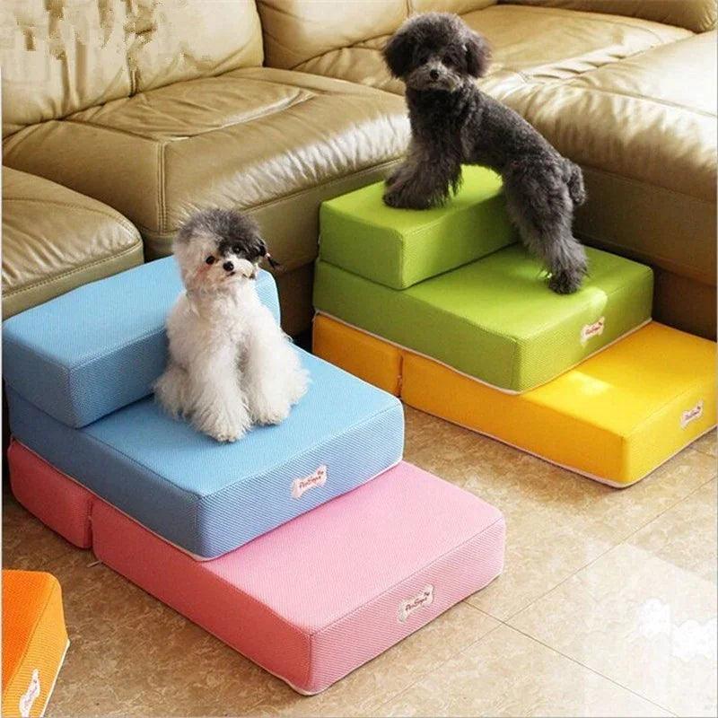 Foldable Pet Stairs – 2-Step Foam Dog & Cat Steps (Small & Large, Multiple Colours)