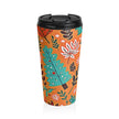 Autumn Floral Leaves Travel Mug | Orange Botanical Stainless Steel