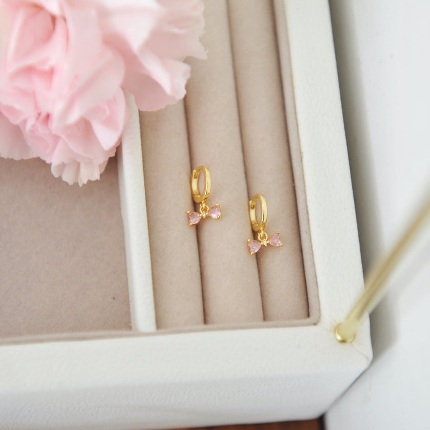 Vida Ribbon Bow Huggie Hoop Earrings