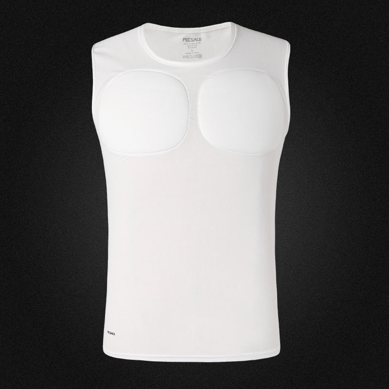 Men's Invisible Shoulder Pad Fake Chest T-Shirt – Removable Muscle Pad (S–XL)