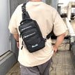Men's Multifunction Nylon Backpack Crossbody Shoulder Bag with USB Charging Port