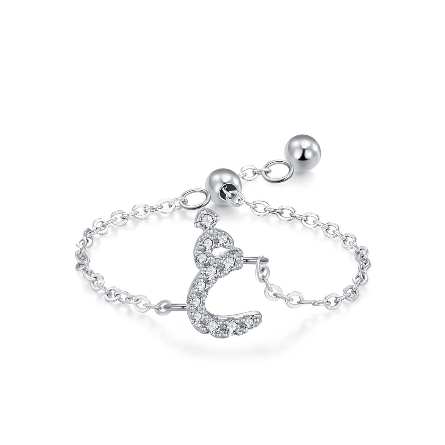 S925 Sterling Silver Niche Style Arabic Letters Pull-out Chain All-match Stackable